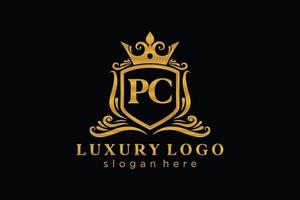 Initial PC Letter Royal Luxury Logo template in vector art for Restaurant, Royalty, Boutique, Cafe, Hotel, Heraldic, Jewelry, Fashion and other vector illustration.