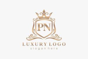 Initial PN Letter Royal Luxury Logo template in vector art for Restaurant, Royalty, Boutique, Cafe, Hotel, Heraldic, Jewelry, Fashion and other vector illustration.