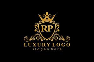 Initial RP Letter Royal Luxury Logo template in vector art for Restaurant, Royalty, Boutique, Cafe, Hotel, Heraldic, Jewelry, Fashion and other vector illustration.