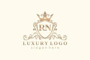 Initial RN Letter Royal Luxury Logo template in vector art for Restaurant, Royalty, Boutique, Cafe, Hotel, Heraldic, Jewelry, Fashion and other vector illustration.