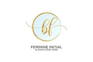 Initial BF handwriting logo with circle template vector signature, wedding, fashion, floral and botanical with creative template.