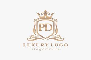 Initial PD Letter Royal Luxury Logo template in vector art for Restaurant, Royalty, Boutique, Cafe, Hotel, Heraldic, Jewelry, Fashion and other vector illustration.