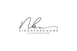 plantilla de logotipo de firma de carta inicial nb diseño elegante logotipo signo símbolo plantilla vector icono