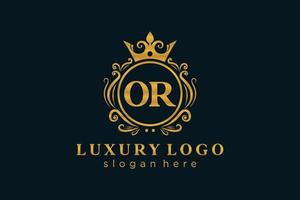 Initial OR Letter Royal Luxury Logo template in vector art for Restaurant, Royalty, Boutique, Cafe, Hotel, Heraldic, Jewelry, Fashion and other vector illustration.