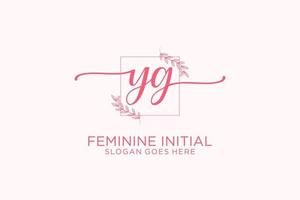 Initial YG beauty monogram and elegant logo design handwriting logo of initial signature, wedding, fashion, floral and botanical with creative template. vector