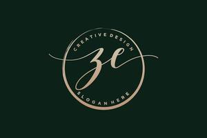 Initial ZE handwriting logo with circle template vector signature, wedding, fashion, floral and botanical with creative template.