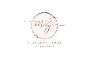 Initial MZ handwriting logo with circle template vector logo of initial wedding, fashion, floral and botanical with creative template.