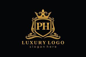 Initial PH Letter Royal Luxury Logo template in vector art for Restaurant, Royalty, Boutique, Cafe, Hotel, Heraldic, Jewelry, Fashion and other vector illustration.