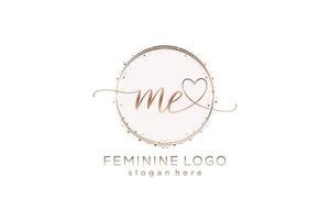 Initial ME handwriting logo with circle template vector logo of initial wedding, fashion, floral and botanical with creative template.