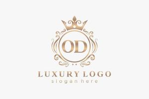 plantilla de logotipo de lujo real con letra od inicial en arte vectorial para restaurante, realeza, boutique, cafetería, hotel, heráldica, joyería, moda y otras ilustraciones vectoriales. vector