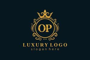 Initial OP Letter Royal Luxury Logo template in vector art for Restaurant, Royalty, Boutique, Cafe, Hotel, Heraldic, Jewelry, Fashion and other vector illustration.