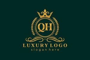 Initial QH Letter Royal Luxury Logo template in vector art for Restaurant, Royalty, Boutique, Cafe, Hotel, Heraldic, Jewelry, Fashion and other vector illustration.