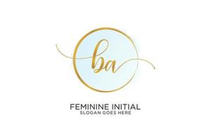 Initial BA handwriting logo with circle template vector signature, wedding, fashion, floral and botanical with creative template.