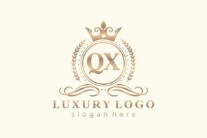 Initial QX Letter Royal Luxury Logo template in vector art for Restaurant, Royalty, Boutique, Cafe, Hotel, Heraldic, Jewelry, Fashion and other vector illustration.