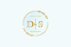 Initial DS beauty monogram and elegant logo design handwriting logo of initial signature, wedding, fashion, floral and botanical with creative template. vector