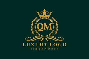 Initial QM Letter Royal Luxury Logo template in vector art for Restaurant, Royalty, Boutique, Cafe, Hotel, Heraldic, Jewelry, Fashion and other vector illustration.