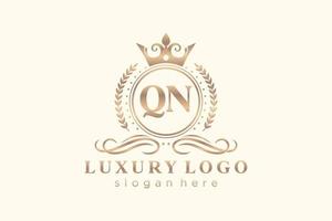 Initial QN Letter Royal Luxury Logo template in vector art for Restaurant, Royalty, Boutique, Cafe, Hotel, Heraldic, Jewelry, Fashion and other vector illustration.