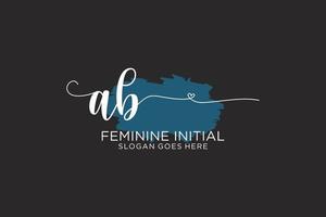 Initial AB beauty monogram and elegant logo design handwriting logo of initial signature, wedding, fashion, floral and botanical with creative template. vector