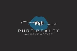 diseño de logotipo prefabricado inicial de labios de acuarela vw, logotipo para marca comercial de artista de maquillaje, diseño de logotipo de boutique de belleza rubor, logotipo de caligrafía con plantilla creativa. vector