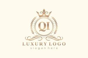 Initial QI Letter Royal Luxury Logo template in vector art for Restaurant, Royalty, Boutique, Cafe, Hotel, Heraldic, Jewelry, Fashion and other vector illustration.