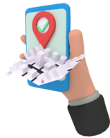 3d illustration of delivery location map on phone png