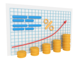 3D-Darstellung des wachsenden Finanzdiagramms png