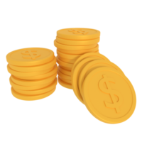 ilustração 3D da pilha de moedas de dólar png