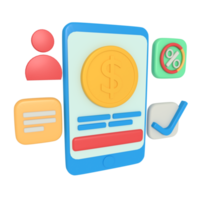 3d illustration of digital payment on phone png