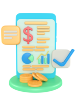 3d illustration of business financial growth report on phone png