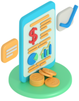 3d illustration of business financial growth report on phone png