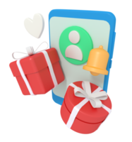 3d illustration of gift box message on phone png