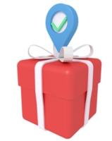 3d illustration of gift box delivery location png