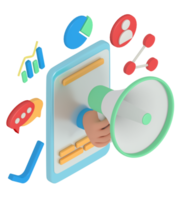 3d illustration of digital marketing in phone png