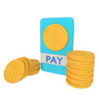 3d illustration du paiement en ligne sur téléphone png