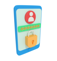 3d illustration of security padlock on smartphone png