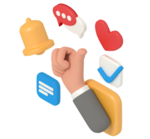 3d illustration of thumbs up comments and status on social media png