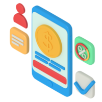 3d illustration of digital payment on phone png