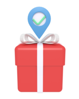 3d illustration of gift box delivery location png