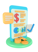 3d illustration of business financial growth report on phone png