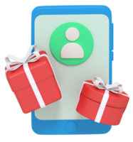 Ilustración 3d de mensaje de caja de regalo en el teléfono png
