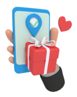 3d illustration of gift box delivery location png