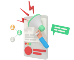 3d illustration of digital marketing in phone png