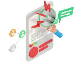 3d illustration of digital marketing in phone png