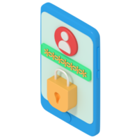 3d illustration of security padlock on smartphone png