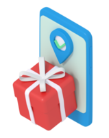 3d illustration of smartphone gift delivery location png