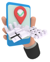 3d illustration of delivery location map on phone png