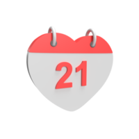 3d kalender datum 21. weergegeven voorwerp illustratie png