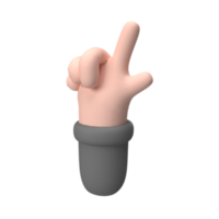 3D hand pointing up . Rendered object illustration png