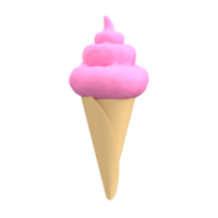 3D Strawberry flavored ice cream . Rendered object illustration png