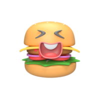 lindo personaje de hamburguesa. ilustración de procesamiento 3d png